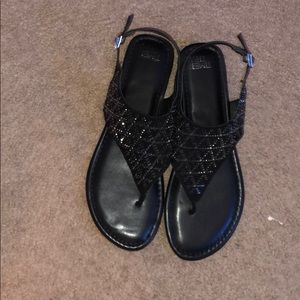 Black sequin sandals